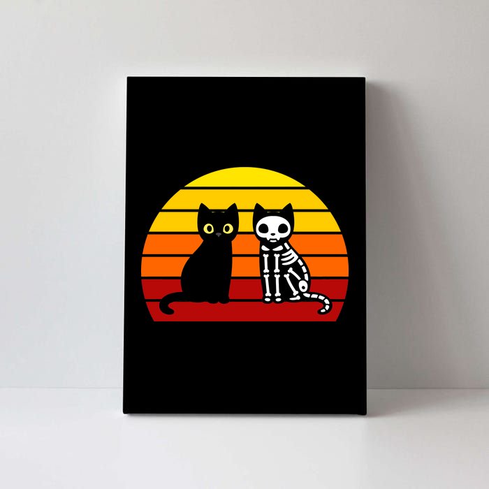 Black Cat Sunset Skeleton Canvas