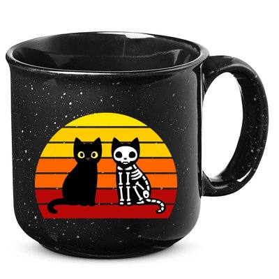 Black Cat Sunset Skeleton 15oz Campfire Ceramic Mug