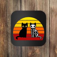 Black Cat Sunset Skeleton Coaster