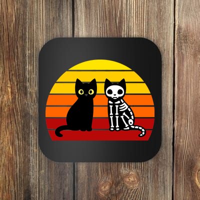 Black Cat Sunset Skeleton Coaster