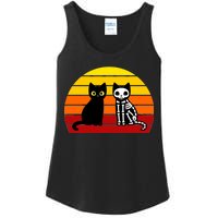 Black Cat Sunset Skeleton Ladies Essential Tank