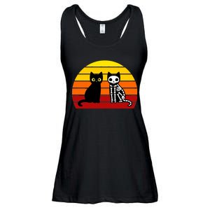 Black Cat Sunset Skeleton Ladies Essential Flowy Tank