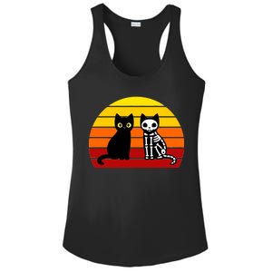 Black Cat Sunset Skeleton Ladies PosiCharge Competitor Racerback Tank