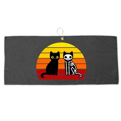 Black Cat Sunset Skeleton Large Microfiber Waffle Golf Towel