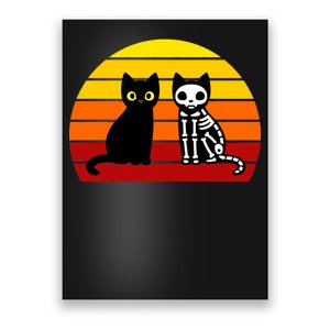 Black Cat Sunset Skeleton Poster