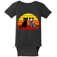 Black Cat Sunset Skeleton Baby Bodysuit