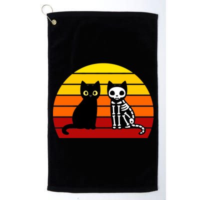 Black Cat Sunset Skeleton Platinum Collection Golf Towel