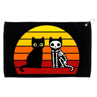 Black Cat Sunset Skeleton Grommeted Golf Towel