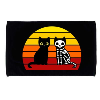 Black Cat Sunset Skeleton Microfiber Hand Towel