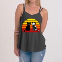 Black Cat Sunset Skeleton Women's Strappy Tank