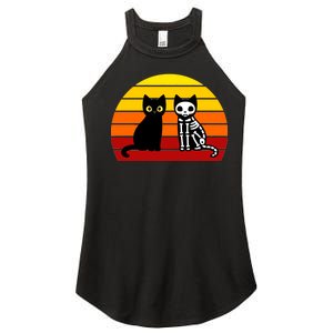 Black Cat Sunset Skeleton Women's Perfect Tri Rocker Tank