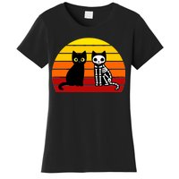 Black Cat Sunset Skeleton Women's T-Shirt