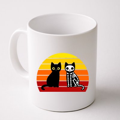 Black Cat Sunset Skeleton Coffee Mug