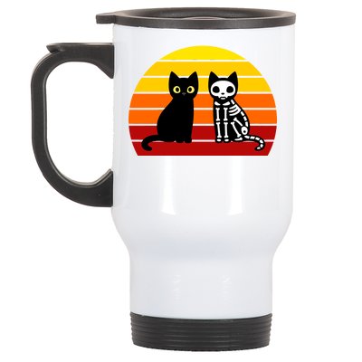 Black Cat Sunset Skeleton Stainless Steel Travel Mug