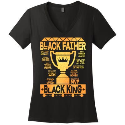 Black Father Black King Women's V-Neck T-Shirt