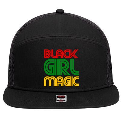 Black Girl Magic Colorful Imprint 7 Panel Mesh Trucker Snapback Hat