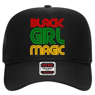 Black Girl Magic Colorful Imprint High Crown Mesh Back Trucker Hat