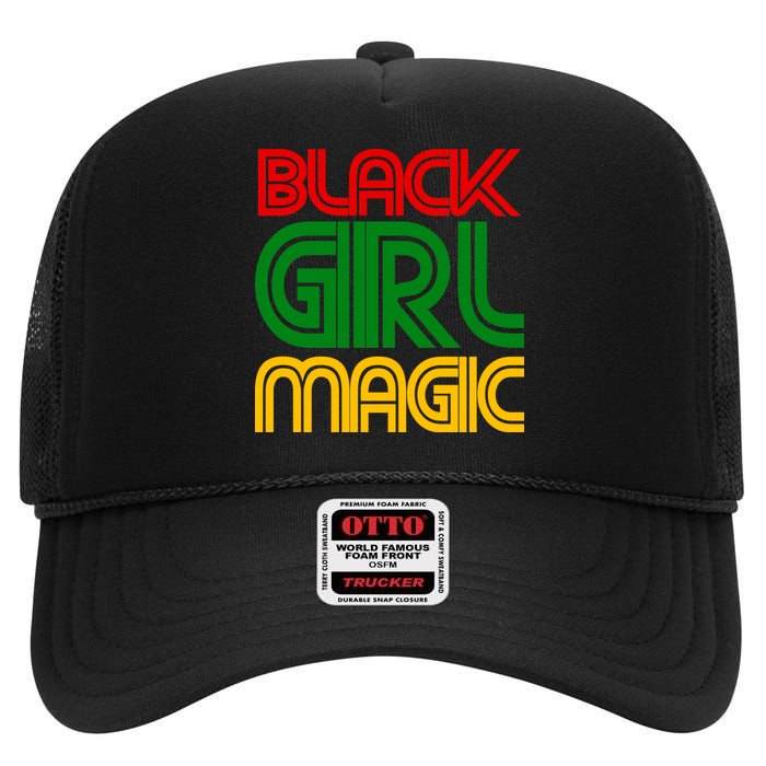 Black Girl Magic Colorful Imprint High Crown Mesh Back Trucker Hat