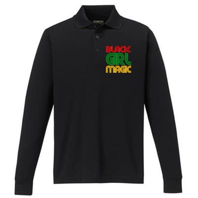 Black Girl Magic Colorful Imprint Performance Long Sleeve Polo