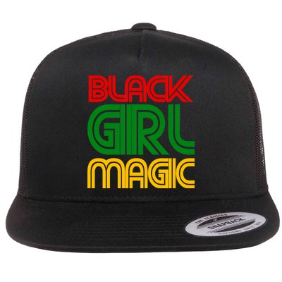 Black Girl Magic Colorful Imprint Flat Bill Trucker Hat