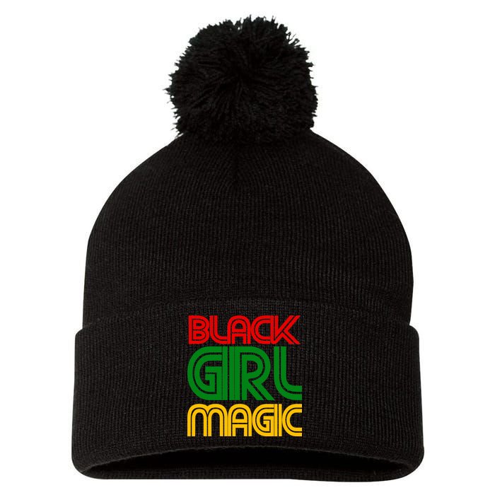 Black Girl Magic Colorful Imprint Pom Pom 12in Knit Beanie