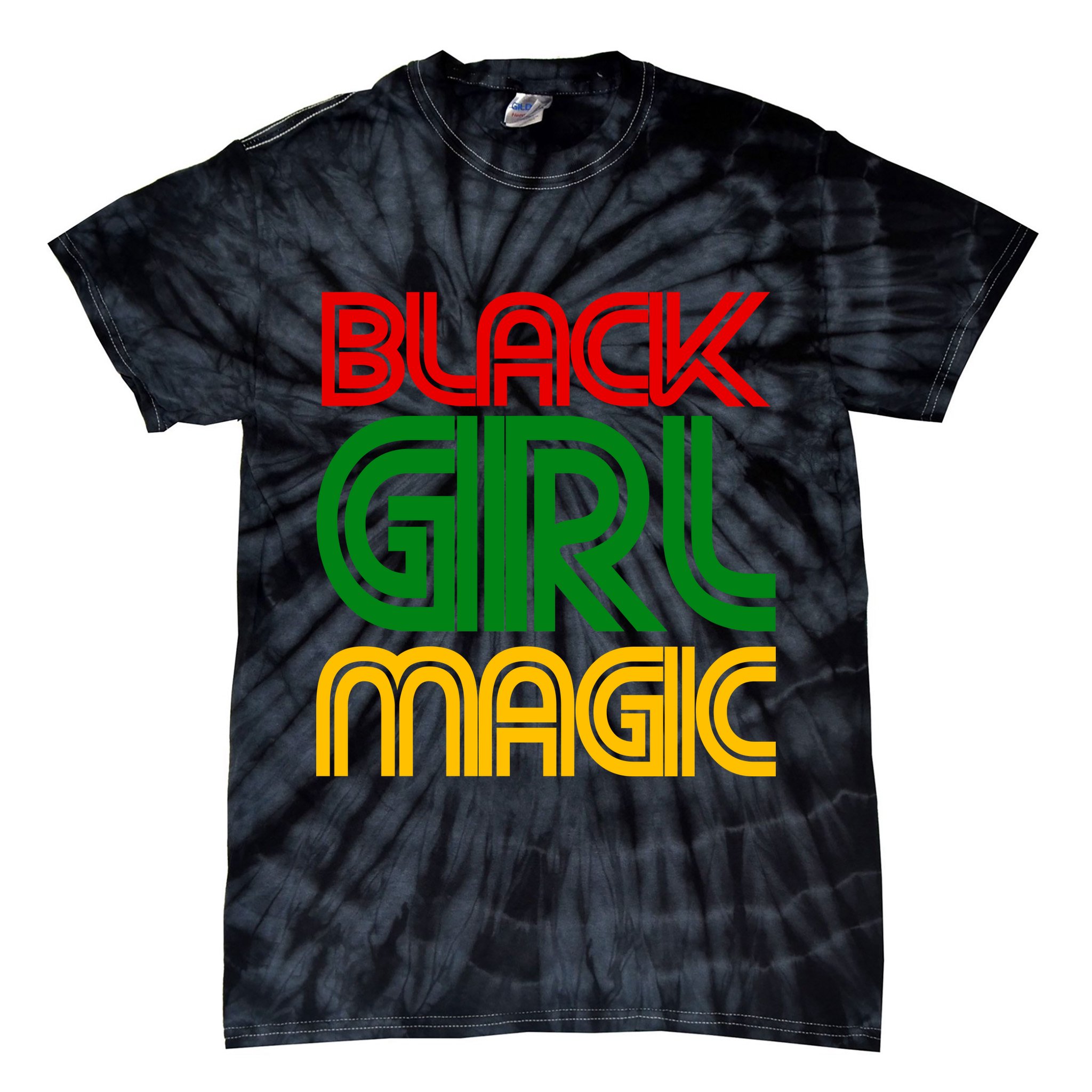 Black Girl Magic Colorful Imprint Tie-Dye T-Shirt