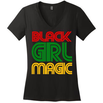 Black Girl Magic Colorful Imprint Women's V-Neck T-Shirt