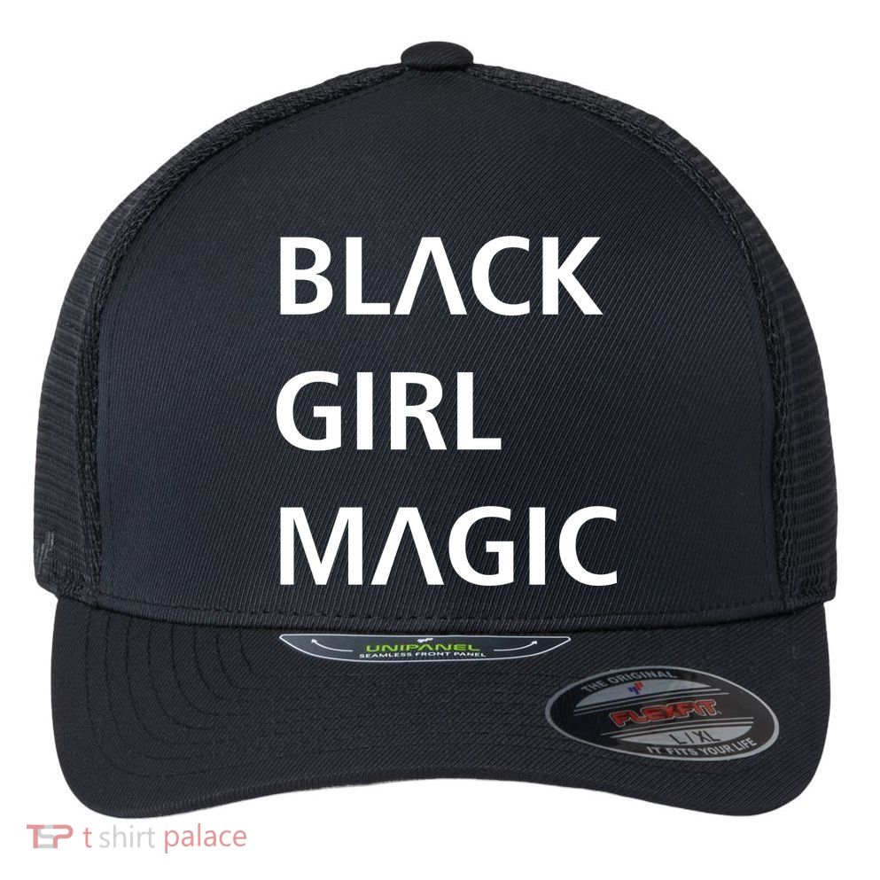 Black Girl Magic Logo Flexfit Unipanel Trucker Cap