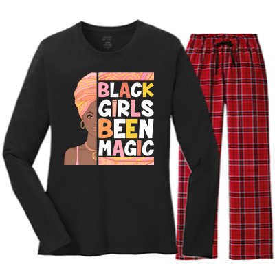 Black Girls Been Magic Women's Long Sleeve Flannel Pajama Set 