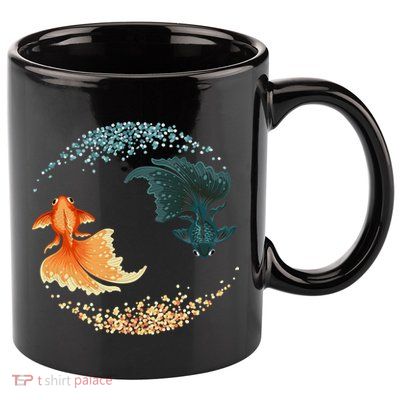 Black Goldfish 11oz C Handle Ceramic Mug
