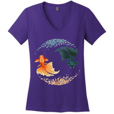 Black Goldfish Women's V-Neck T-Shirt