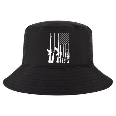 Black Gun American Flag - Rifle Weapon Firearm 2nd Amendment Cool Comfort Performance Bucket Hat