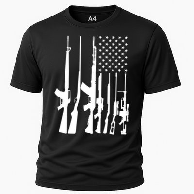 Black Gun American Flag - Rifle Weapon Firearm 2nd Amendment Performance Shirt