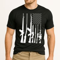 Black Gun American Flag - Rifle Weapon Firearm 2nd Amendment Cooling Performance Crew T-Shirt