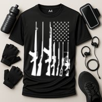 Black Gun American Flag - Rifle Weapon Firearm 2nd Amendment Cooling Performance Crew T-Shirt