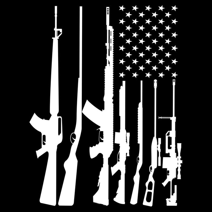 Black Gun American Flag - Rifle Weapon Firearm 2nd Amendment Cooling Performance Crew T-Shirt