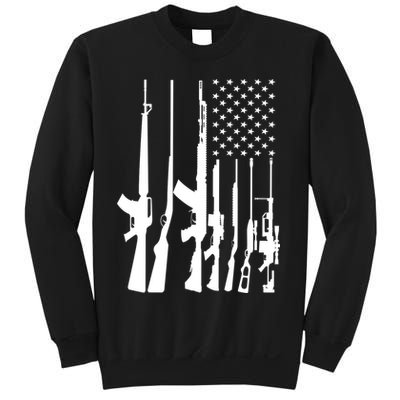 Black Gun American Flag - Rifle Weapon Firearm 2nd Amendment Sweatshirt