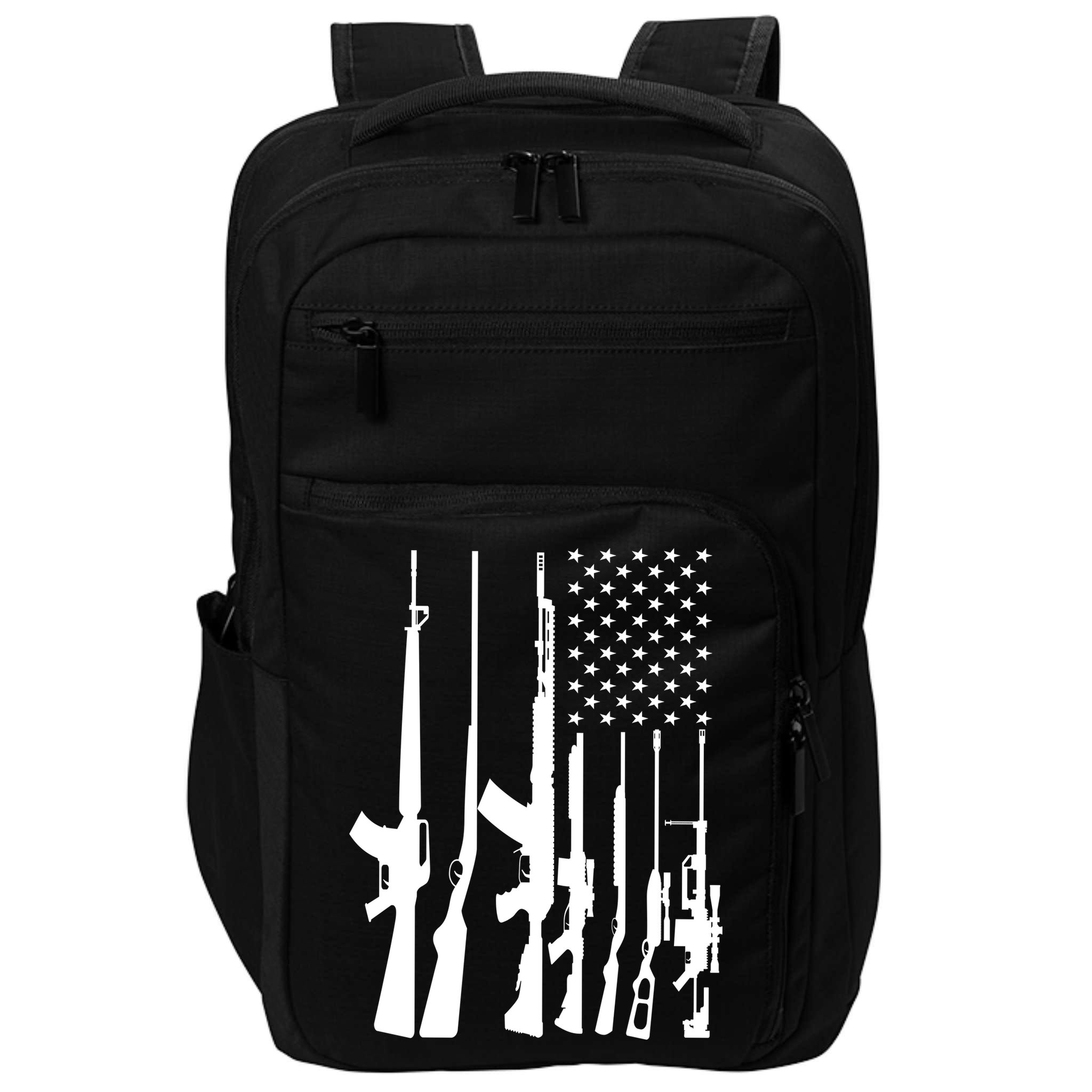 Black Gun American Flag - Rifle Weapon Firearm 2nd Amendment Impact Tech Backpack
