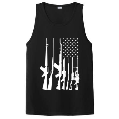 Black Gun American Flag - Rifle Weapon Firearm 2nd Amendment PosiCharge Competitor Tank