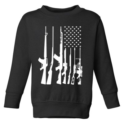 Black Gun American Flag - Rifle Weapon Firearm 2nd Amendment Toddler Sweatshirt