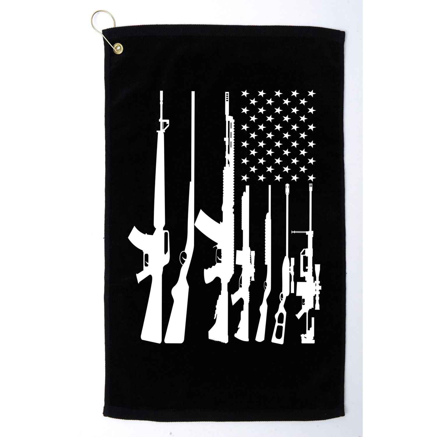 Black Gun American Flag - Rifle Weapon Firearm 2nd Amendment Golf Towel