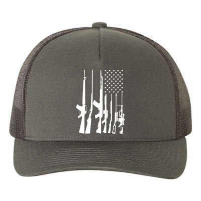 Black Gun American Flag - Rifle Weapon Firearm 2nd Amendment Yupoong Adult 5-Panel Trucker Hat