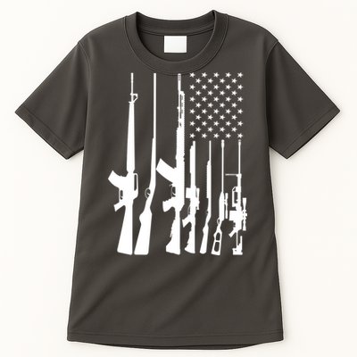 Black Gun American Flag - Rifle Weapon Firearm 2nd Amendment Tall T-Shirt