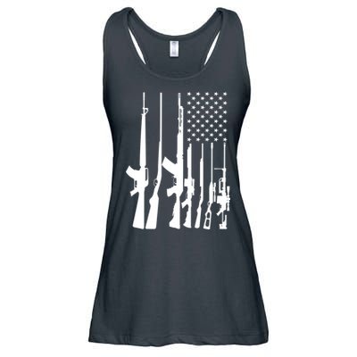 Black Gun American Flag - Rifle Weapon Firearm 2nd Amendment Ladies Essential Flowy Tank