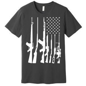 Black Gun American Flag - Rifle Weapon Firearm 2nd Amendment Premium T-Shirt