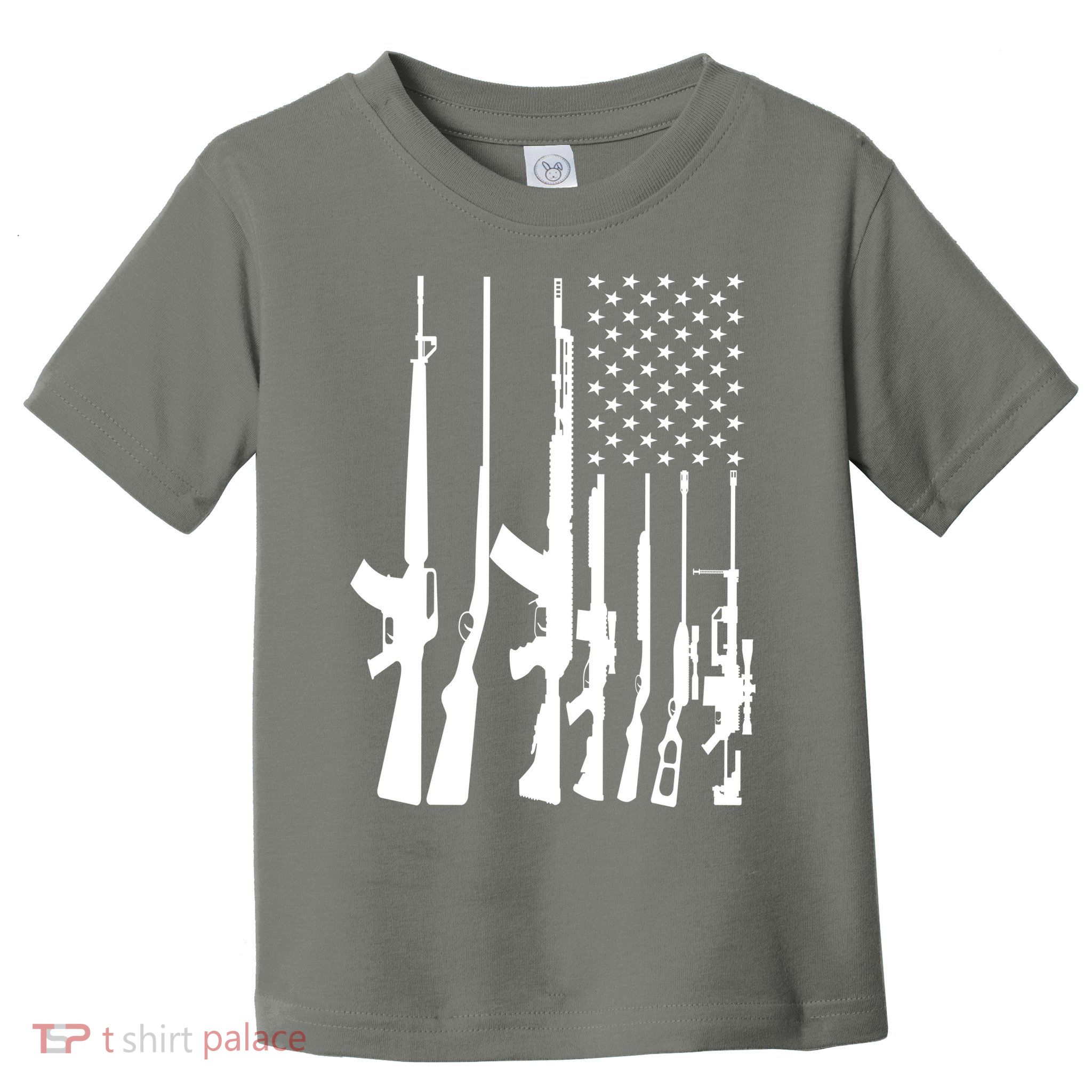 Black Gun American Flag - Rifle Weapon Firearm 2nd Amendment Toddler T-Shirt