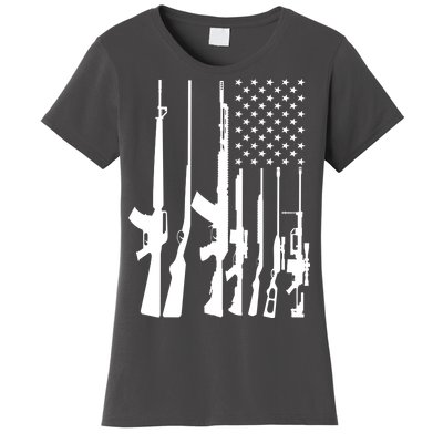 Black Gun American Flag - Rifle Weapon Firearm 2nd Amendment Women's T-Shirt