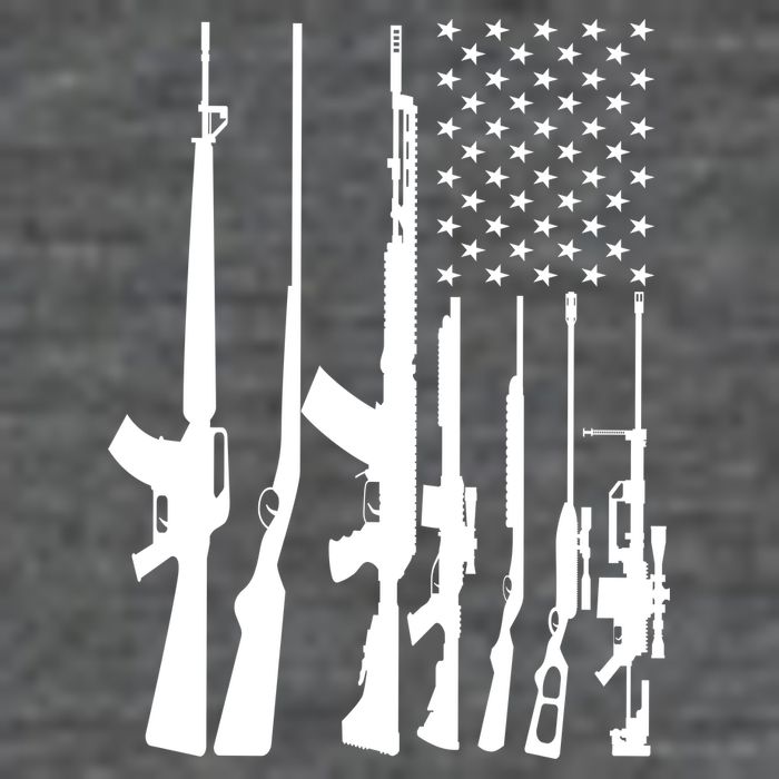 Black Gun American Flag - Rifle Weapon Firearm 2nd Amendment Kids T-Shirt