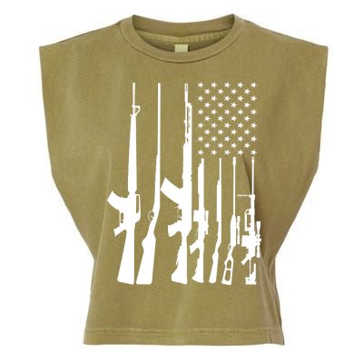 Black Gun American Flag - Rifle Weapon Firearm 2nd Amendment Garment-Dyed Women's Muscle Tee