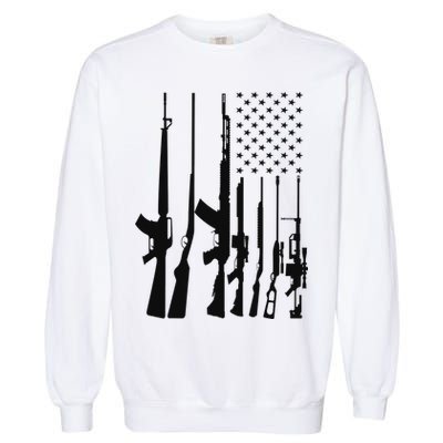 Black Gun American Flag - Rifle Weapon Firearm 2nd Amendment Garment-Dyed Sweatshirt
